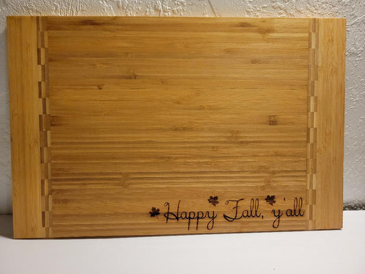 Bamboo Cutting Board - 18 1/4 x 12 - Happy Fall, y'all