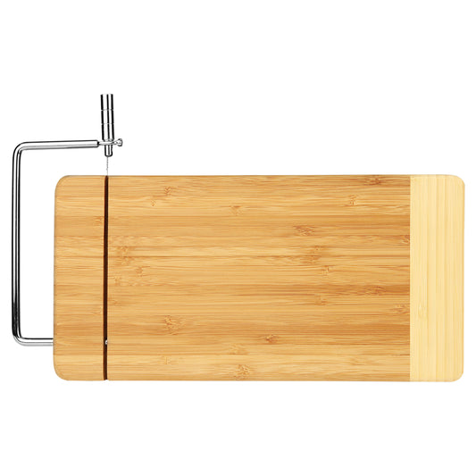 Bamboo Cutting Board - 12" x 6" Rectangle with Metal Cheese Cutter