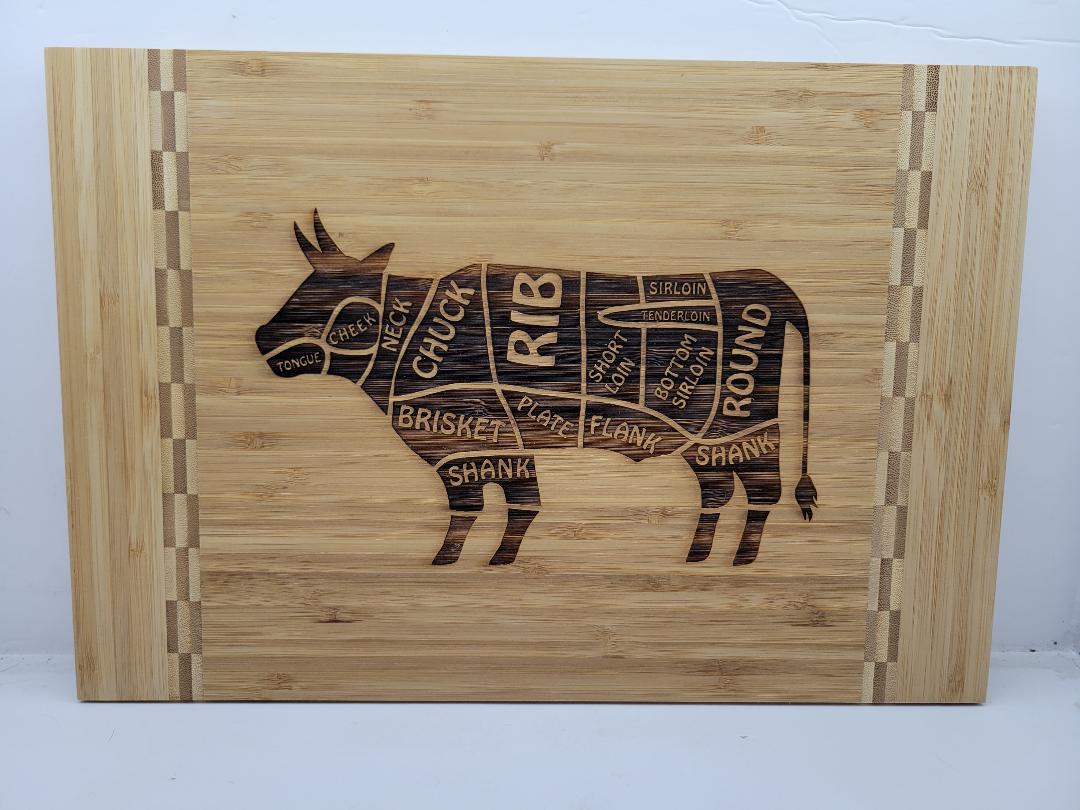 Bamboo Cutting Board - 15" x 10 1/4" with Butcher Block Inlay