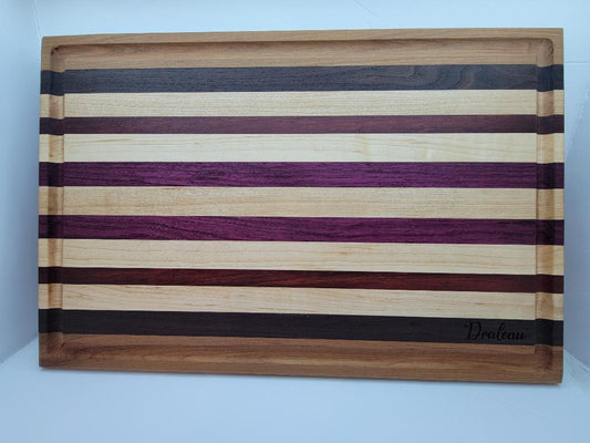Cutting Board (Multi-wood) - 18" x 12" with grooves