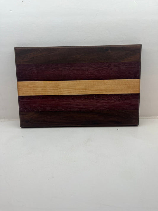 Cutting board - Walnut/purple heart/maple - 11 x 7
