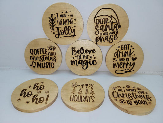 Christmas - Maple Coasters - Round - Set of four