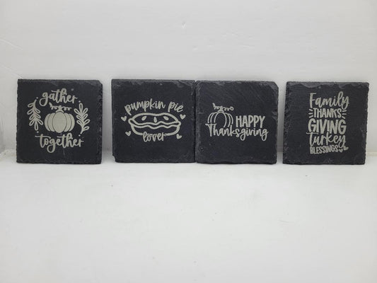 Thanksgiving - Slate Coasters - Square - Set of four