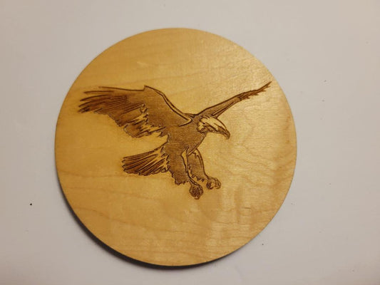 Coasters  (Maple) - Round - Set of four - Pre-engraved with Eagle